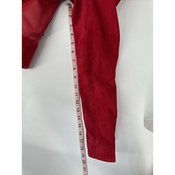 Zac Posen Target Leather Suede Moto Jacket Red Woman’s Bomber Size large - Picture 10 of 10